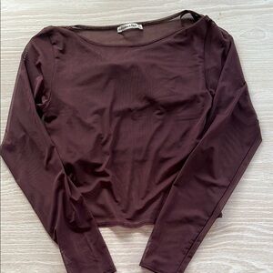 Abercrombie & Fitch Red Long Sleeve Fitted Crop Blouse